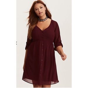 Torrid Chiffon Shirt Dress in Black